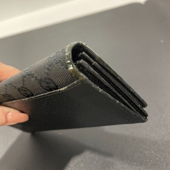 Gucci. Women's Black Guccisima Canvas/Leather Long Wallet. (JB1023) - Picture 5 of 12